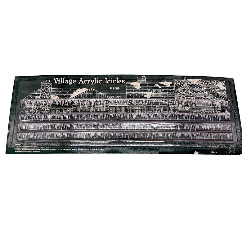 Department 56 Village Acrylic Icicles Clear Christmas Decor Set 4pc NEW